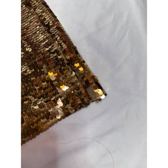 Issac Mizrahi Pencil Skirt Size SP Gold Black Sequin Front Bow Disco Glamour Hot - Picture 7 of 7